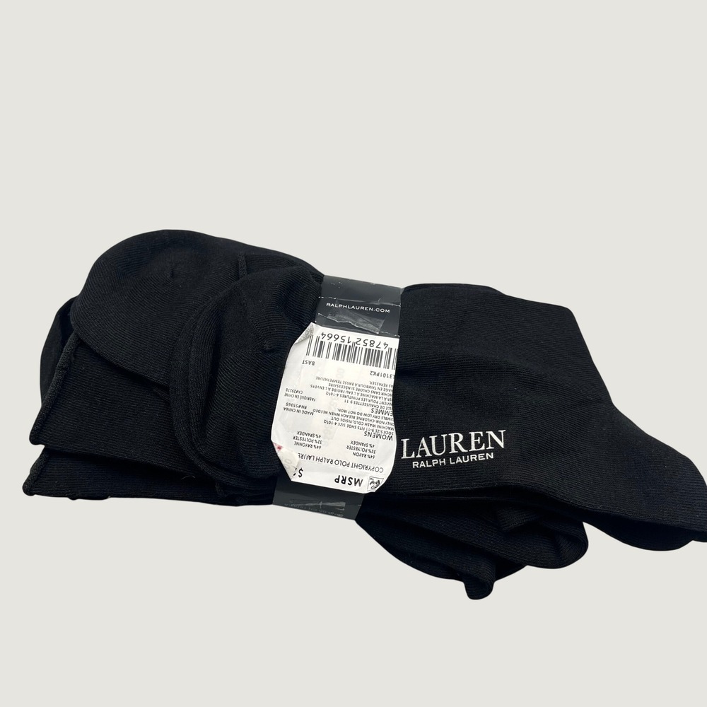 Lauren Ralph Lauren Womens Roll Top Trouser Socks 6 Pairs Black L3101PK2